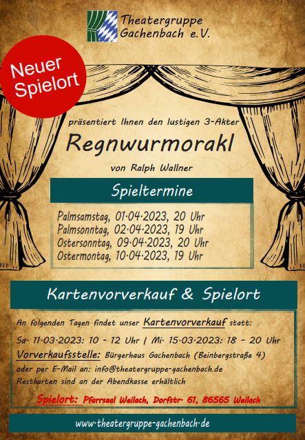 Plakat Aufführungen Theater Regnwurmorakl 2023